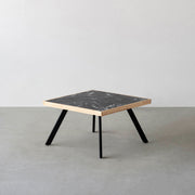 THE LOW TABLE / 大理石 黒白根 × ラバーウッド × Black Steel