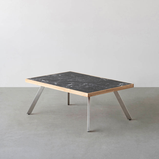 THE LOW TABLE / 大理石 黒白根 × ラバーウッド × Stainless