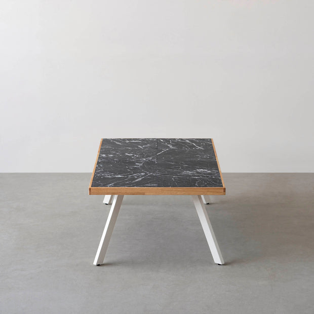 THE LOW TABLE / 大理石 黒白根 × ラバーウッド × White Steel