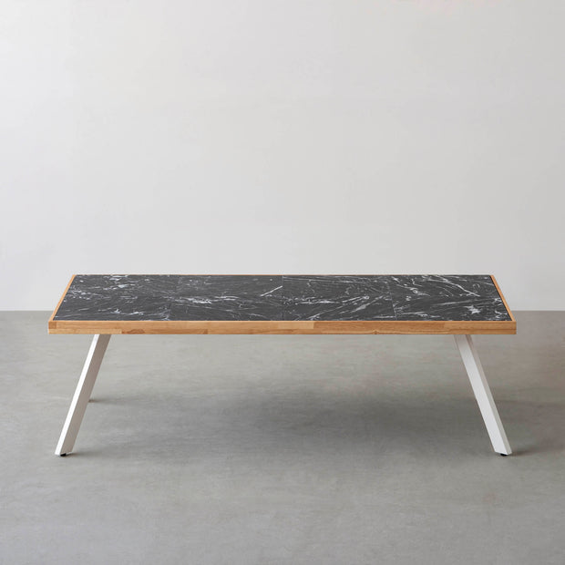 THE LOW TABLE / 大理石 黒白根 × ラバーウッド × White Steel