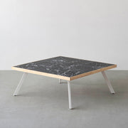 THE LOW TABLE / 大理石 黒白根 × ラバーウッド × White Steel