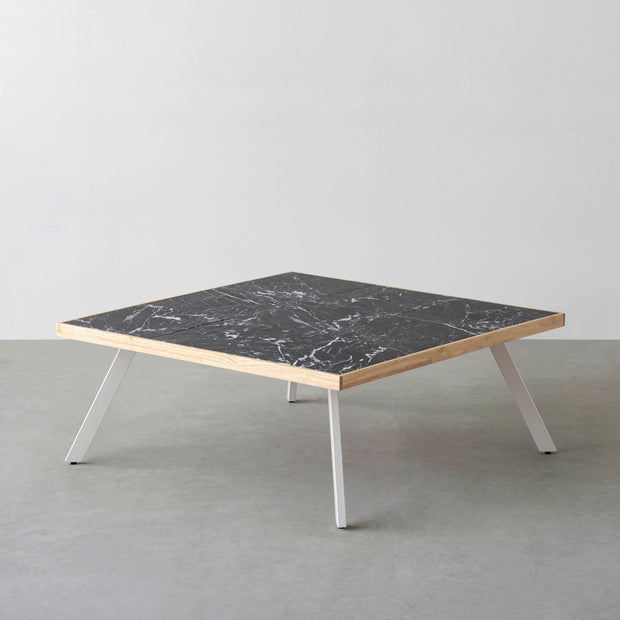 THE LOW TABLE / 大理石 黒白根 × ラバーウッド × White Steel