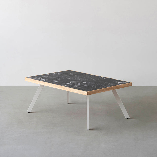 THE LOW TABLE / 大理石 黒白根 × ラバーウッド × White Steel