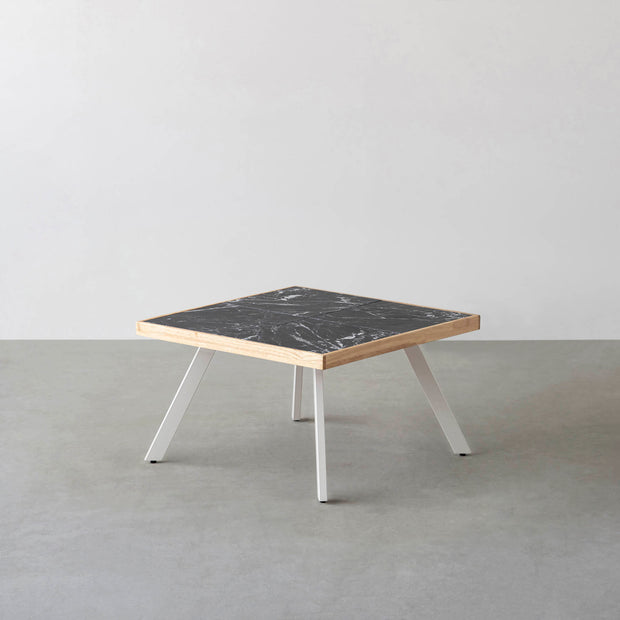 THE LOW TABLE / 大理石 黒白根 × ラバーウッド × White Steel