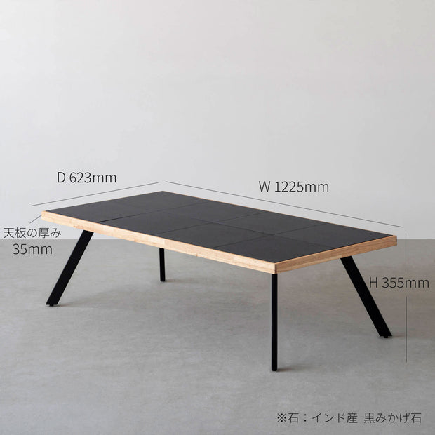 THE LOW TABLE / 大理石 ココナッツベージュ × ラバーウッド × Black Steel