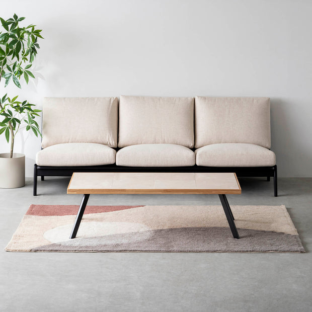 THE LOW TABLE / 大理石 ココナッツベージュ × ラバーウッド × Black Steel