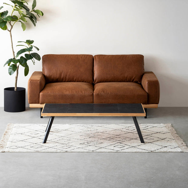 THE LOW TABLE / インド産 黒みかげ石 × ラバーウッド × Black Steel