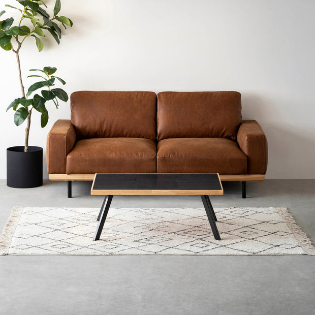 THE LOW TABLE / インド産 黒みかげ石 × ラバーウッド × Black Steel