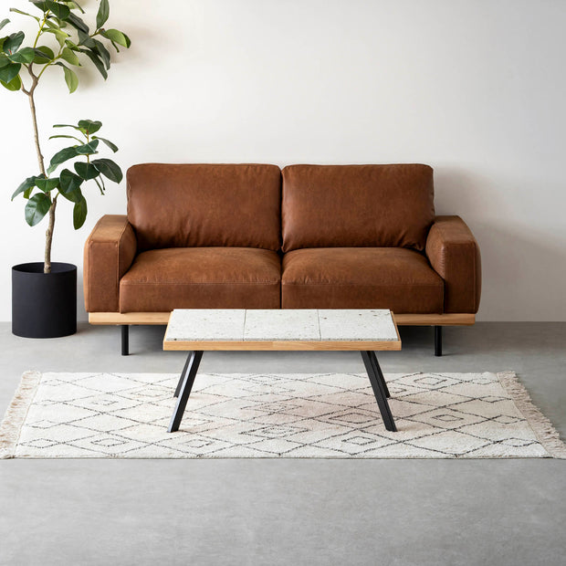 THE LOW TABLE / 大谷石 × ラバーウッド × Black Steel