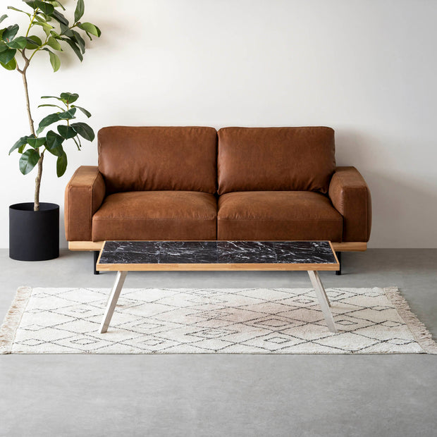 THE LOW TABLE / 大理石 黒白根 × ラバーウッド × Stainless