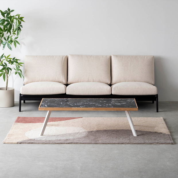 THE LOW TABLE / 大理石 黒白根 × ラバーウッド × White Steel