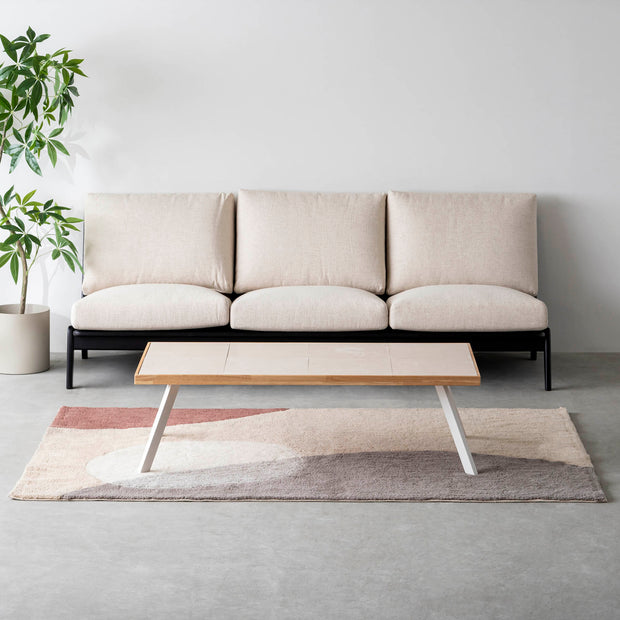 THE LOW TABLE / 砂岩 ブランコドマール × ラバーウッド × White Steel