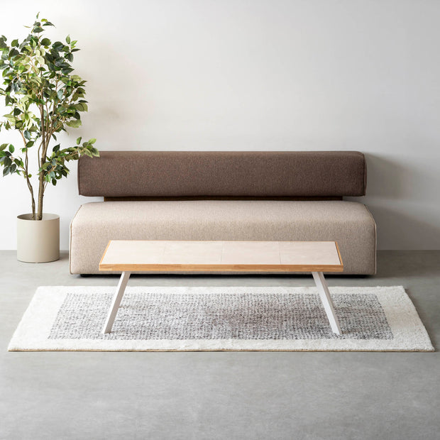 THE LOW TABLE / 大理石 ココナッツベージュ × ラバーウッド × White Steel