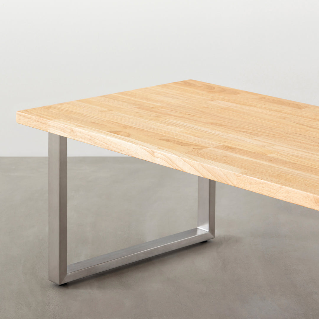 【KANADEMONO】THE LOW TABLE THE LOW TABLE / ラバーウッド ナチュラル × White Steel ネコ穴