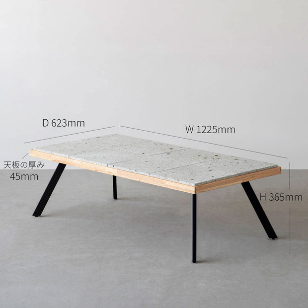 THE LOW TABLE / 大谷石 × ラバーウッド × Black Steel