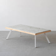 THE LOW TABLE / 大谷石 × ラバーウッド × White Steel