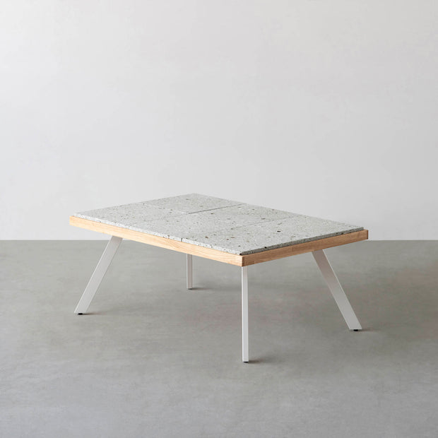 THE LOW TABLE / 大谷石 × ラバーウッド × White Steel