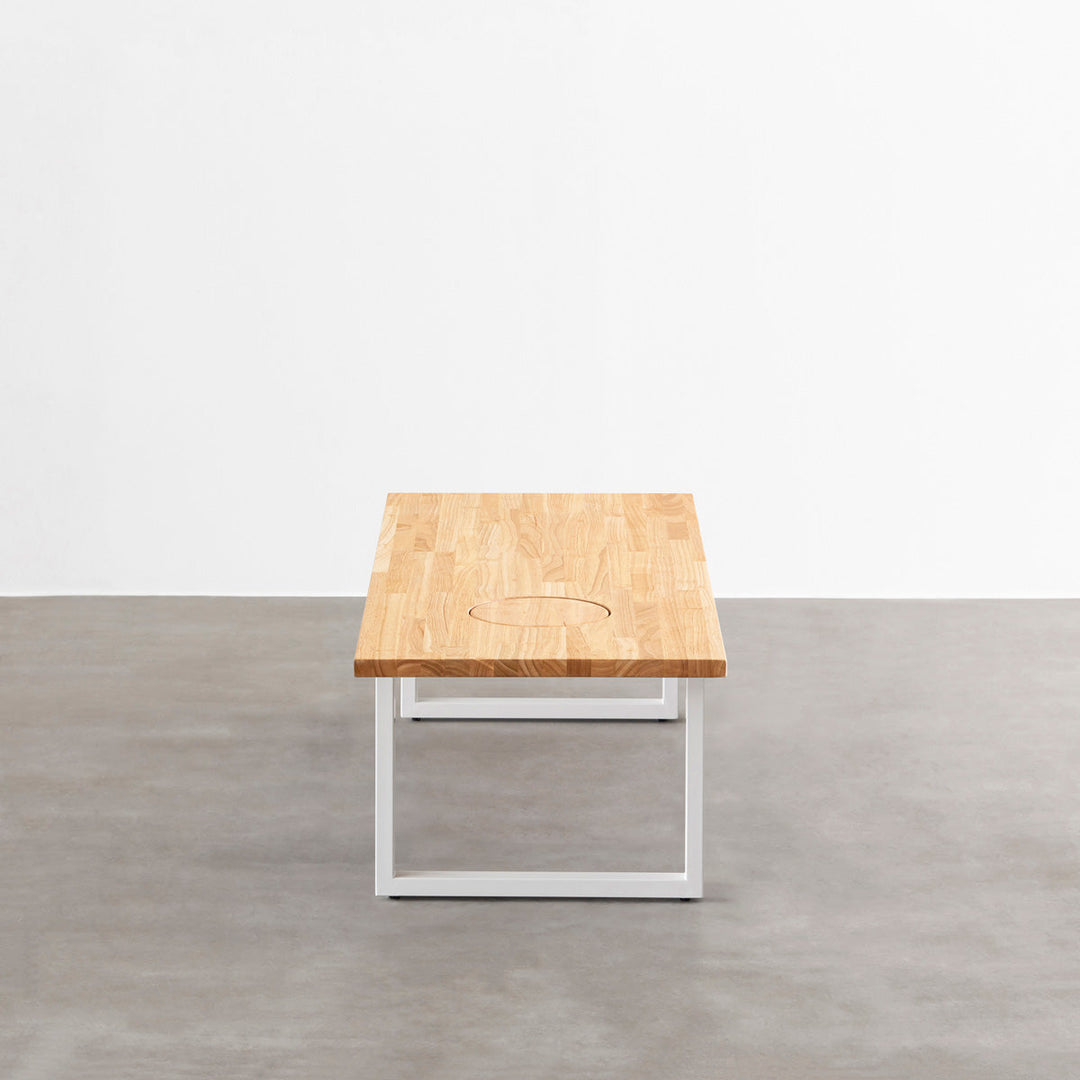 THE LOW TABLE / ラバーウッド ナチュラル × White Steel ネコ穴