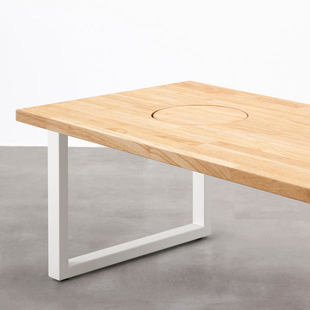 THE LOW TABLE / ラバーウッド ナチュラル × White Steel ネコ穴付き 
