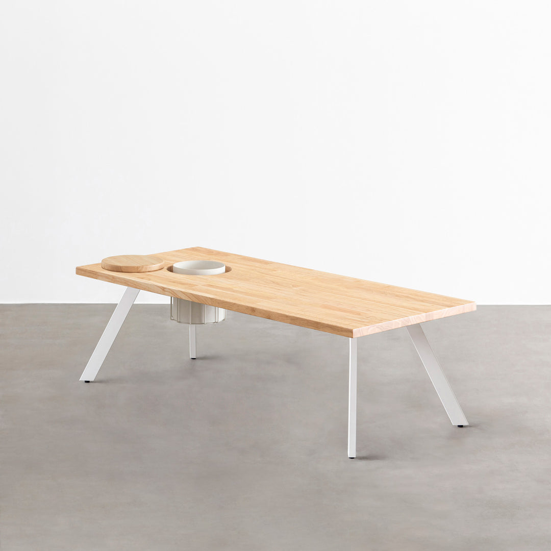 THE LOW TABLE / ラバーウッド ナチュラル × White Steel ワイヤー