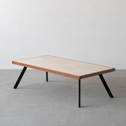 THE LOW TABLE / 大理石 ココナッツベージュ × ラバーウッド × Black Steel