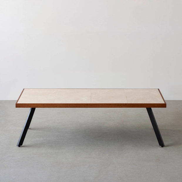 THE LOW TABLE / 大理石 ココナッツベージュ × ラバーウッド × Black Steel
