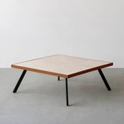 THE LOW TABLE / 大理石 ココナッツベージュ × ラバーウッド × Black Steel