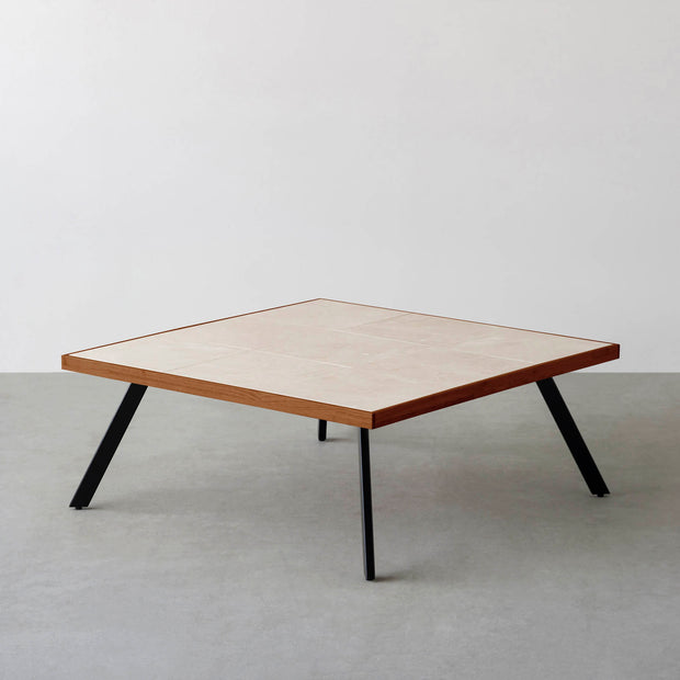 THE LOW TABLE / 大理石 ココナッツベージュ × ラバーウッド × Black Steel