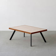 THE LOW TABLE / 大理石 ココナッツベージュ × ラバーウッド × Black Steel