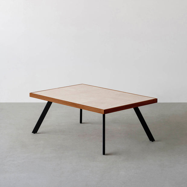 THE LOW TABLE / 大理石 ココナッツベージュ × ラバーウッド × Black Steel