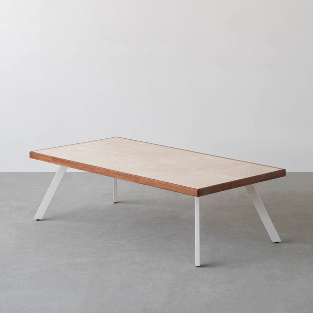THE LOW TABLE / 大理石 ココナッツベージュ × ラバーウッド × White Steel