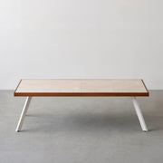 THE LOW TABLE / 大理石 ココナッツベージュ × ラバーウッド × White Steel