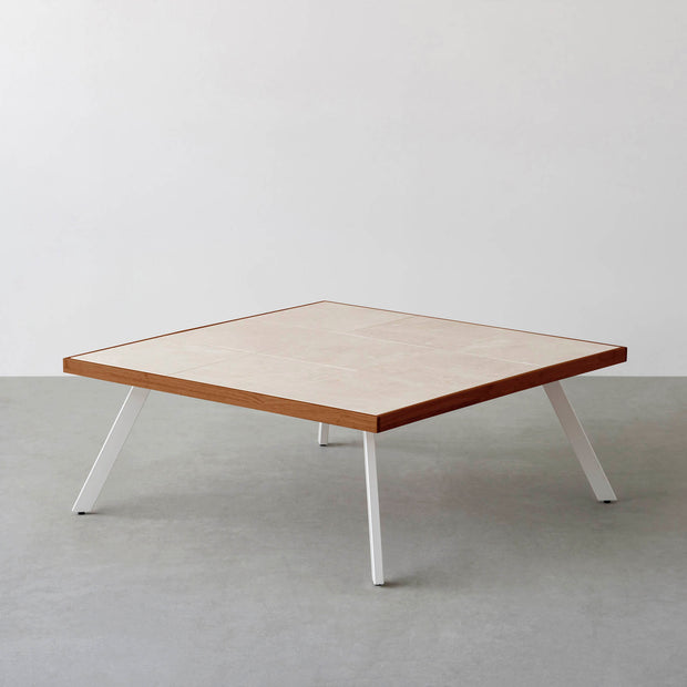 THE LOW TABLE / 大理石 ココナッツベージュ × ラバーウッド × White Steel