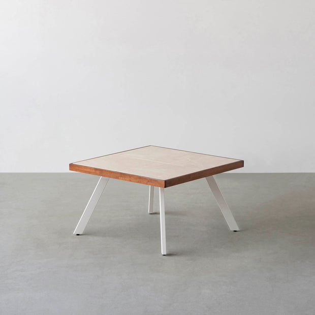THE LOW TABLE / 大理石 ココナッツベージュ × ラバーウッド × White Steel