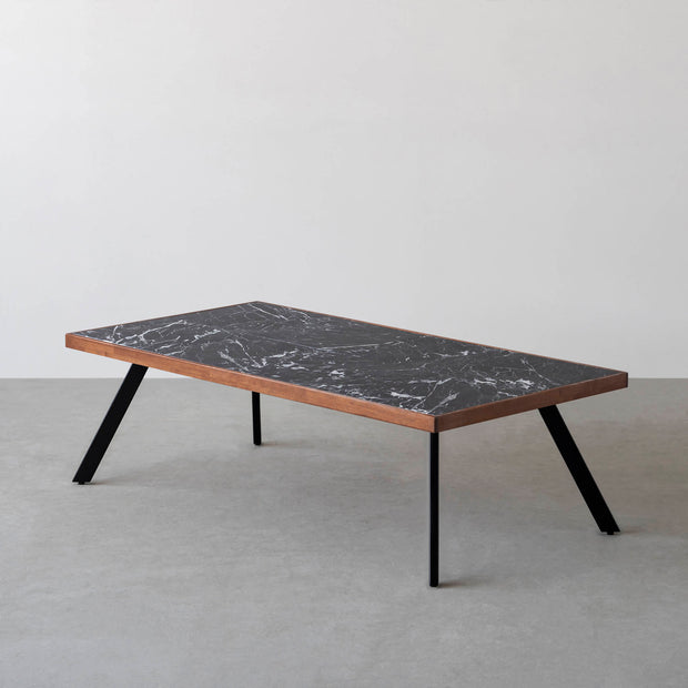 THE LOW TABLE / 大理石 黒白根 × ラバーウッド × Black Steel