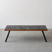 THE LOW TABLE / 大理石 黒白根 × ラバーウッド × Black Steel