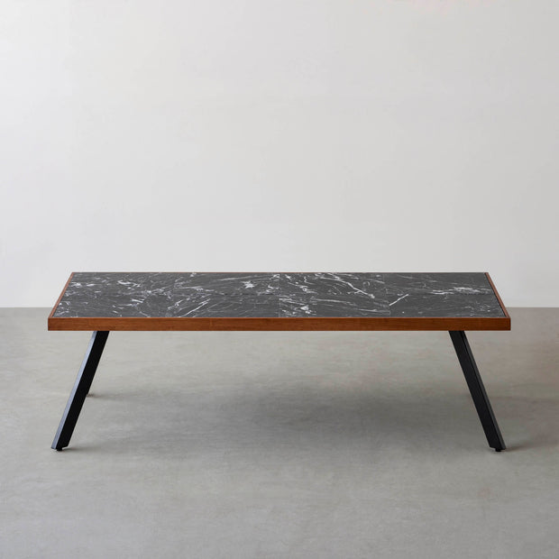 THE LOW TABLE / 大理石 黒白根 × ラバーウッド × Black Steel