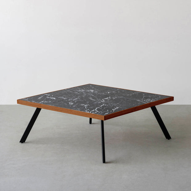 THE LOW TABLE / 大理石 黒白根 × ラバーウッド × Black Steel