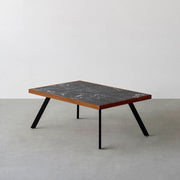 THE LOW TABLE / 大理石 黒白根 × ラバーウッド × Black Steel
