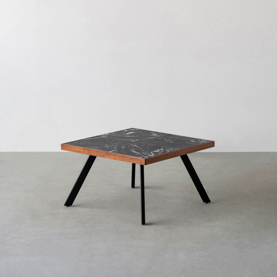 THE LOW TABLE / 大理石 黒白根 × ラバーウッド × Black Steel