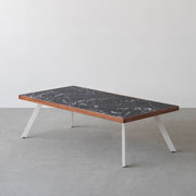 THE LOW TABLE / 大理石 黒白根 × ラバーウッド × White Steel