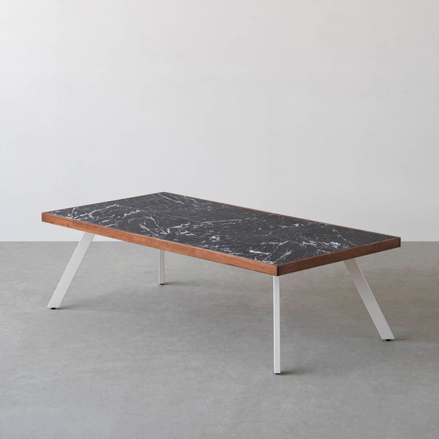 THE LOW TABLE / 大理石 黒白根 × ラバーウッド × White Steel