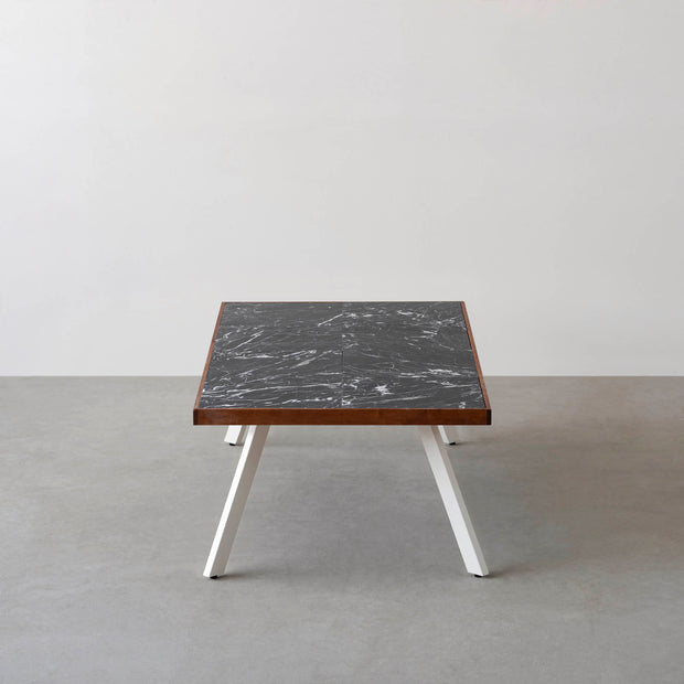 THE LOW TABLE / 大理石 黒白根 × ラバーウッド × White Steel