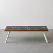 THE LOW TABLE / 大理石 黒白根 × ラバーウッド × White Steel