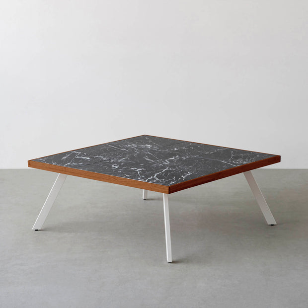 THE LOW TABLE / 大理石 黒白根 × ラバーウッド × White Steel