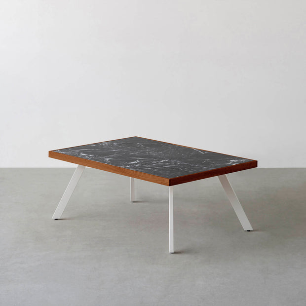 THE LOW TABLE / 大理石 黒白根 × ラバーウッド × White Steel