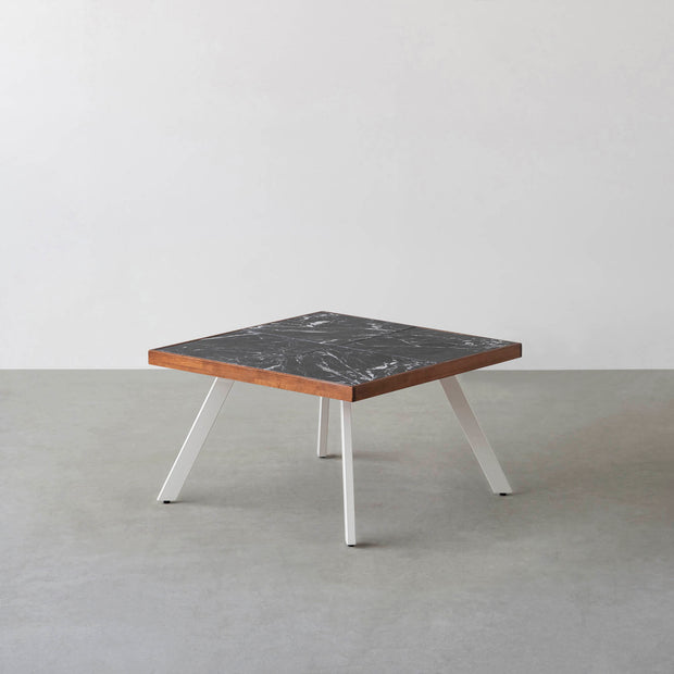 THE LOW TABLE / 大理石 黒白根 × ラバーウッド × White Steel