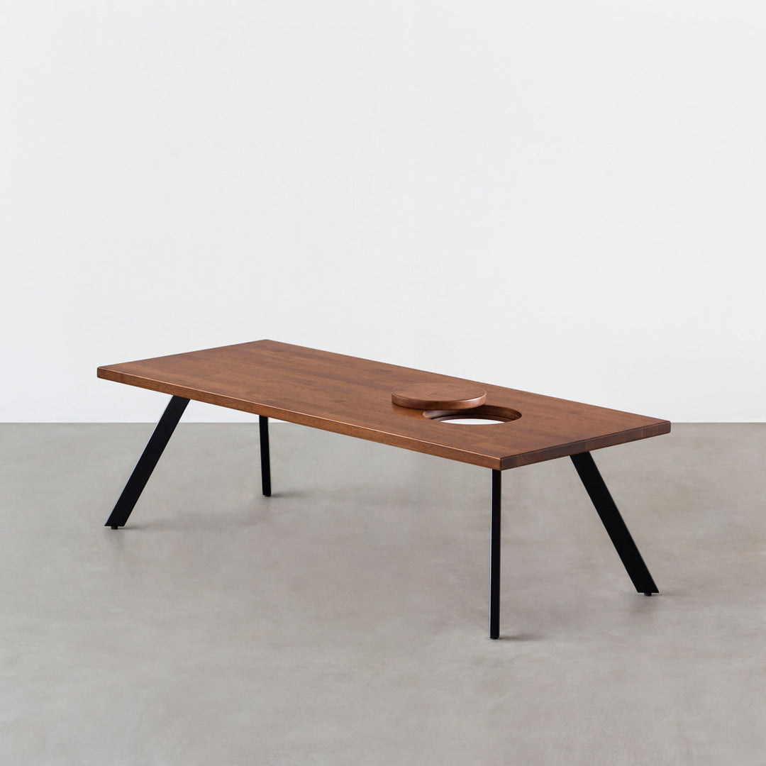 THE LOW TABLE / ラバーウッド ブラウン × Black Steel ネコ穴