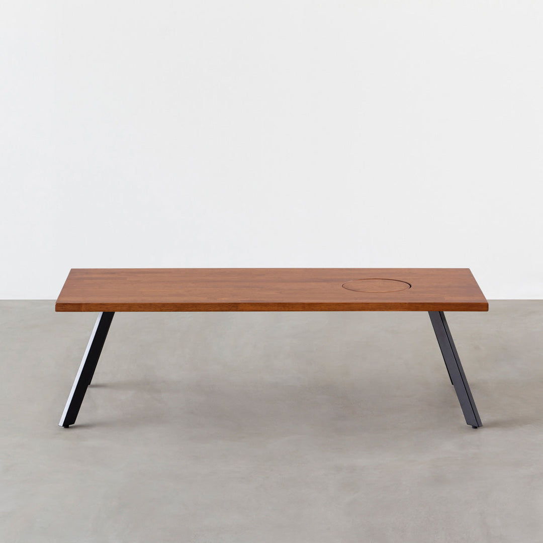 THE LOW TABLE / ラバーウッド ブラウン × Black Steel ネコ穴付き
