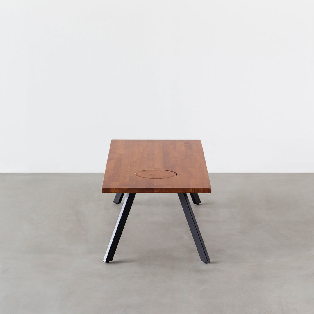 THE LOW TABLE / ラバーウッド ブラウン × Black Steel ネコ穴